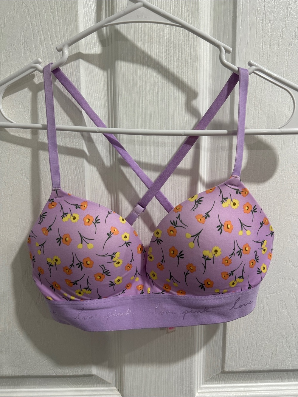 Victoria’s Secret PINK Floral Lightly Padded Bralette with Crisscross Straps 32C